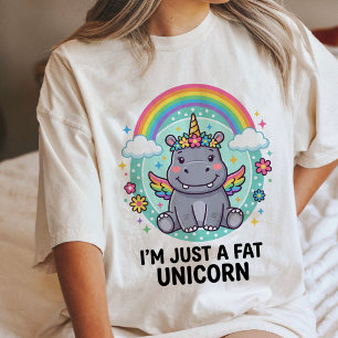 Grappige Nijlpaard Eenhoorn Vet Regenboog Magisch Tri-Blend Shirt