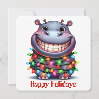 Grappige nijlpaard kerstkaart