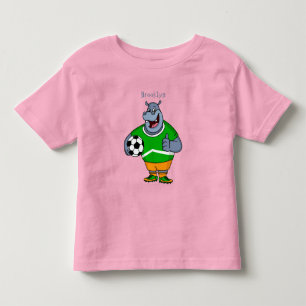Grappige nijlpaard-voetbalspeler cartoonillustrati kinder shirts