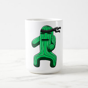 Grappige Ninja Cactus Cartoon Koffiemok