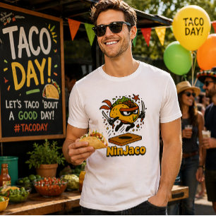 Grappige Ninja Taco "NinJaco" Cartoon Ontwerp Tri-Blend Shirt