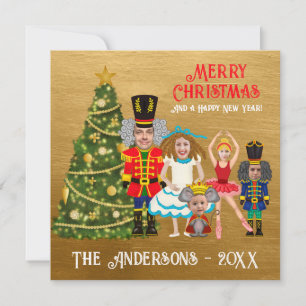 Grappige notenkraker familie van vijf feestdagenkaart