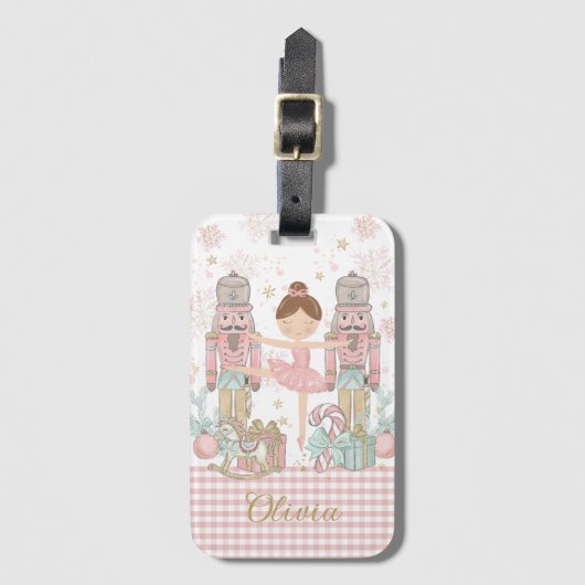 Grappige Notenkraker Pastel Roze Kerstballet Bagagelabel (Voorkant (verticaal))