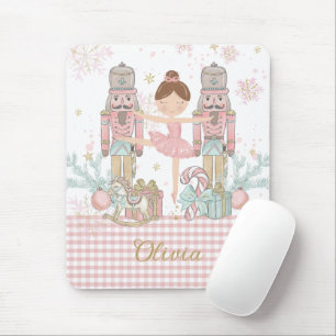 Grappige Notenkraker Pastel Roze Kerstballet Muismat