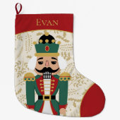 Grappige notenkraker rood en beige grote kerstsok (Voorkant)