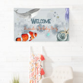 Grappige Ocean Animals Kids Verjaardagsfeestje Bla Spandoek (Insitu)