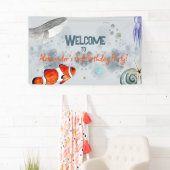 Grappige Ocean Animals verjaardagsfeestje welkom Spandoek (Insitu)