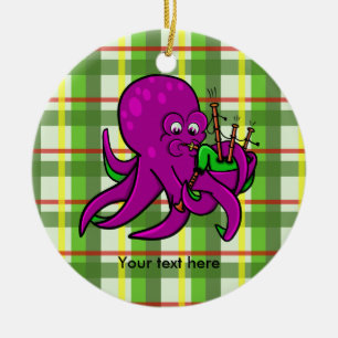 Grappige octopus doedelzak illustratie keramisch ornament
