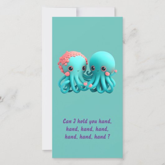 Grappige Octopus Valentijnskaart Feestdagenkaart (Voorkant)