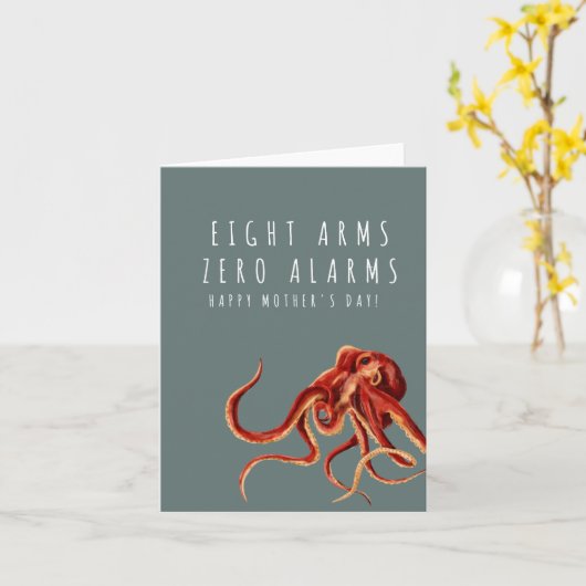 Grappige Octopus Woordspeling Moederdag Kaart (Gele Bloem)
