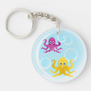 Grappige octopussen die volleyball spelen sleutelhanger