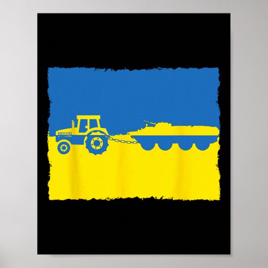 Grappige Oekraïense boer met tractor steelt een Ru Poster (Voorkant)