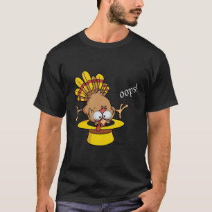 Grappige Oeps Kalkoen die uit Hoed Springt Grafisc T-shirt