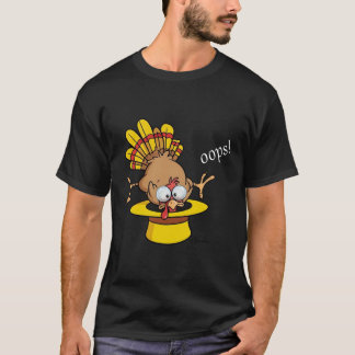 Grappige Oeps Kalkoen die uit Hoed Springt Grafisc T-shirt
