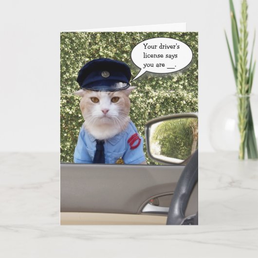  grappige officier kattenverjaardag kaart (Voorkant)