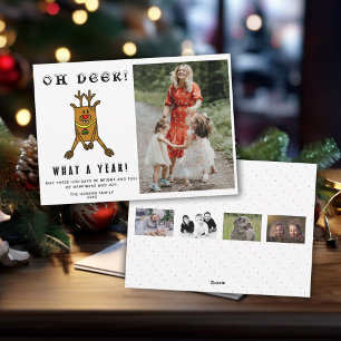 Grappige Oh Hert Wat een Jaar Kerst Foto collage Feestdagenkaart