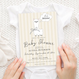Grappige Oh Mmama Lama Schattige Beige Baby Shower Kaart