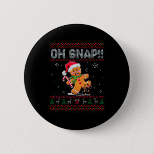 Grappige Oh Snap Peperkoek Lelijke Kerst Kleding W Ronde Button 5,7 Cm