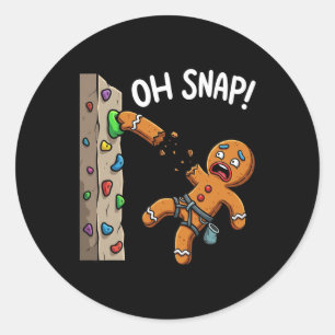 Grappige Oh Snap Peperkoek Man Klimmen Meme Kerstm Ronde Sticker