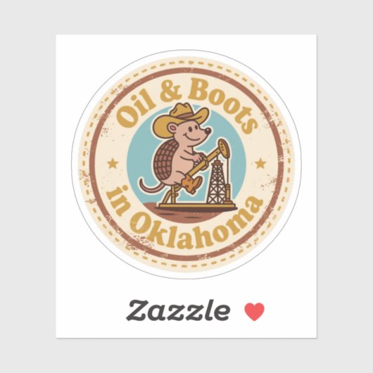 Grappige  Oklahoma Armadillo Cowboy Retro Sticker (Vel)