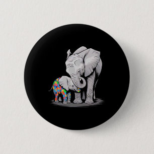 Grappige Olifant Autisme Bewustzijn Autisme Moeder Ronde Button 5,7 Cm