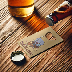 Grappige olifant cowboy tijd voor een biertje? Car Kredietkaart Flessenopener