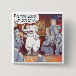 Grappige Olifant in de Kamer Vierkante Button 5,1 Cm