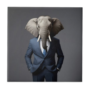 Grappige olifant in pak tegeltje