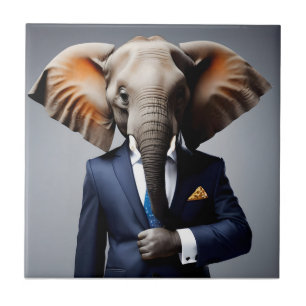 Grappige olifant in pak tegeltje