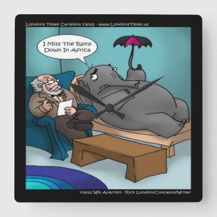 Grappige Olifant In Therapie Wandklok Vierkante Klok