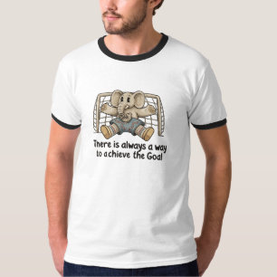 Grappige Olifant Keeper Bereikt Doel Voetbal T-shirt
