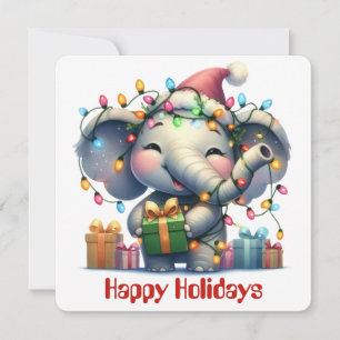 Grappige Olifant Kerst Kaart