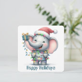 Grappige Olifant Kerst Kaart (Staand voorkant)