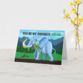 Grappige Olifant Vegan Valentijnsdag  Kaart (Gele Bloem)