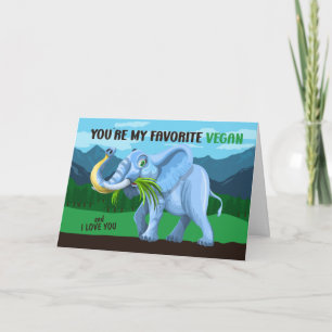 Grappige Olifant Vegan Valentijnsdag Kaart