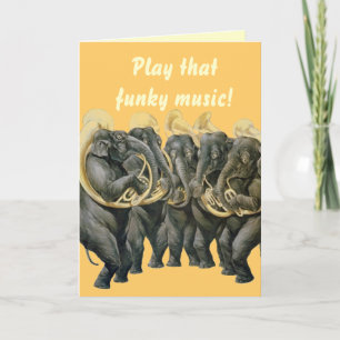Grappige olifanten spelen muziek verjaardag kaart