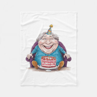 Grappige oma enorme cake & cadeau in geld fleece deken