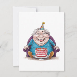 Grappige oma enorme cake & cadeau kaart