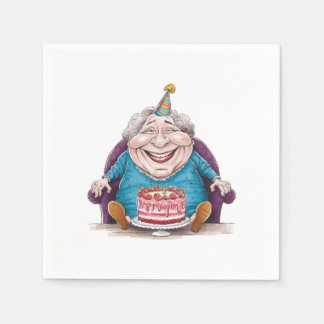 Grappige oma enorme cake & cash cadeau servet