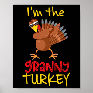 Grappige oma kalkoen bijpassende familie groep Tha Poster