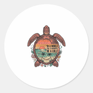 Grappige oma Turtle Beach vintage shirt ontwerp_1 Ronde Sticker
