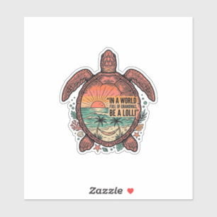 Grappige oma Turtle Beach vintage shirt ontwerp_1 Sticker