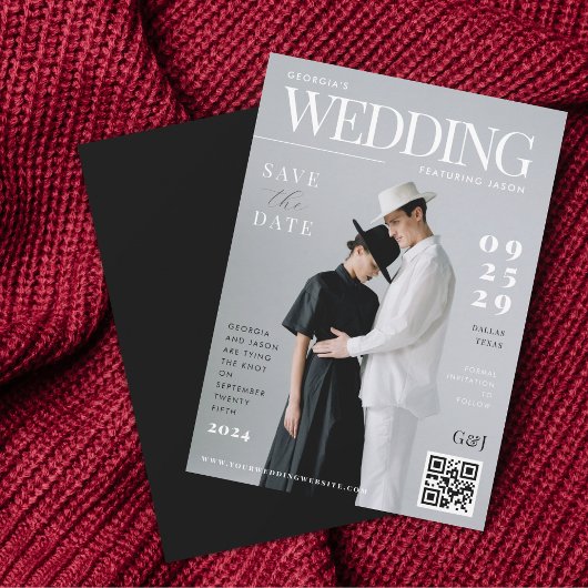 Grappige omslagfoto van tijdschrift Stijlvolle tro Save The Date