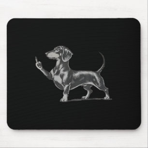 Grappige onbeleefde zwarte Dachshund hond meme mid Muismat