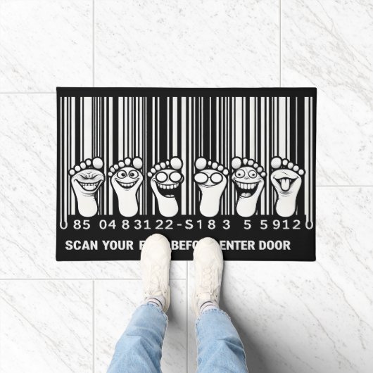 Grappige onderhoudende voetafdruk barcode deurmat (Binnen)
