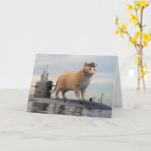 Grappige Onderzeeboot Tabby Kaart (Gele Bloem)