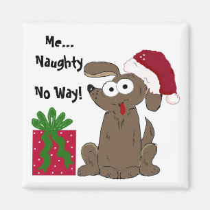 Grappige ondeugende hond Kerst cartoon Magneet