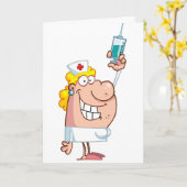 Grappige ondeugende verpleegkundige cartoon gepers kaart (Gele Bloem)