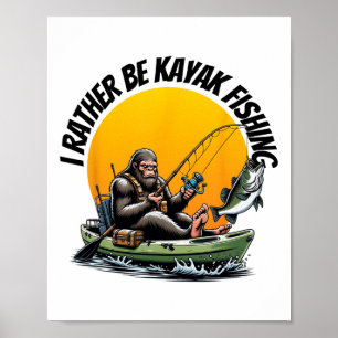 Grappige ondiepe wateren peddelen Bigfoot kajak vi Poster