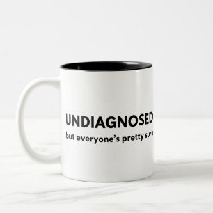 Grappige ongediagnosticeerde autismequote met een  tweekleurige koffiemok